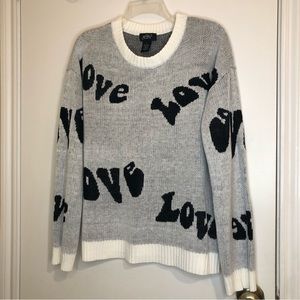 Just Polly NY White w/Black Letters LS Sweater